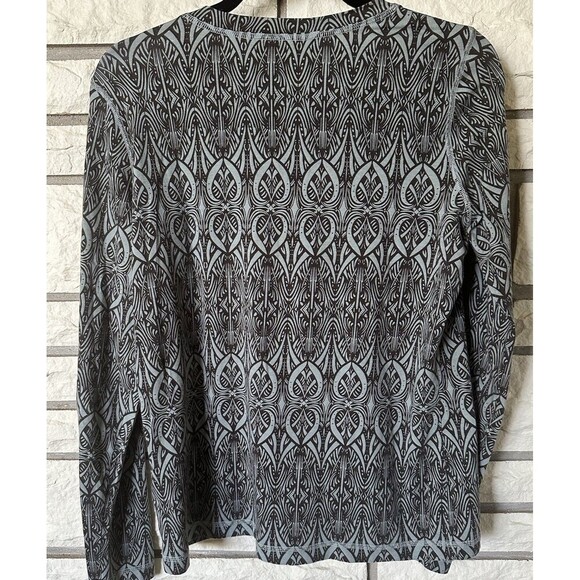 Cabi Tee Top Women Large Long Sleeve Geometric Print Green Dark Gray - Picture 5 of 5
